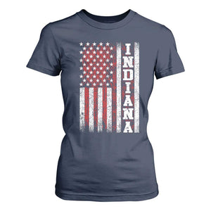 Indiana Fan T Shirt For Women Classic Retro City USA Flag Patriotic American TS10 Navy Print Your Wear