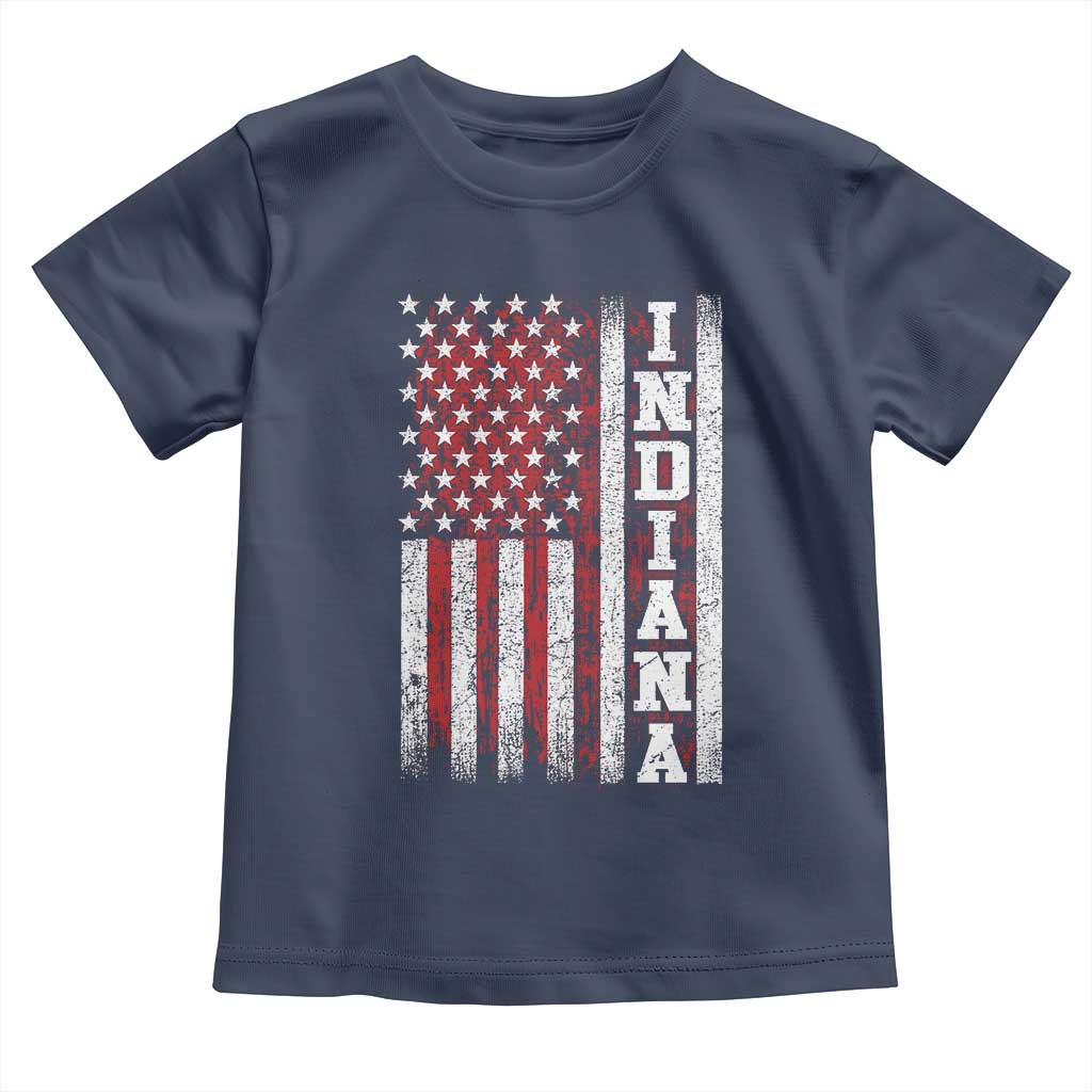 Indiana Fan Toddler T Shirt Classic Retro City USA Flag Patriotic American TS10 Navy Print Your Wear