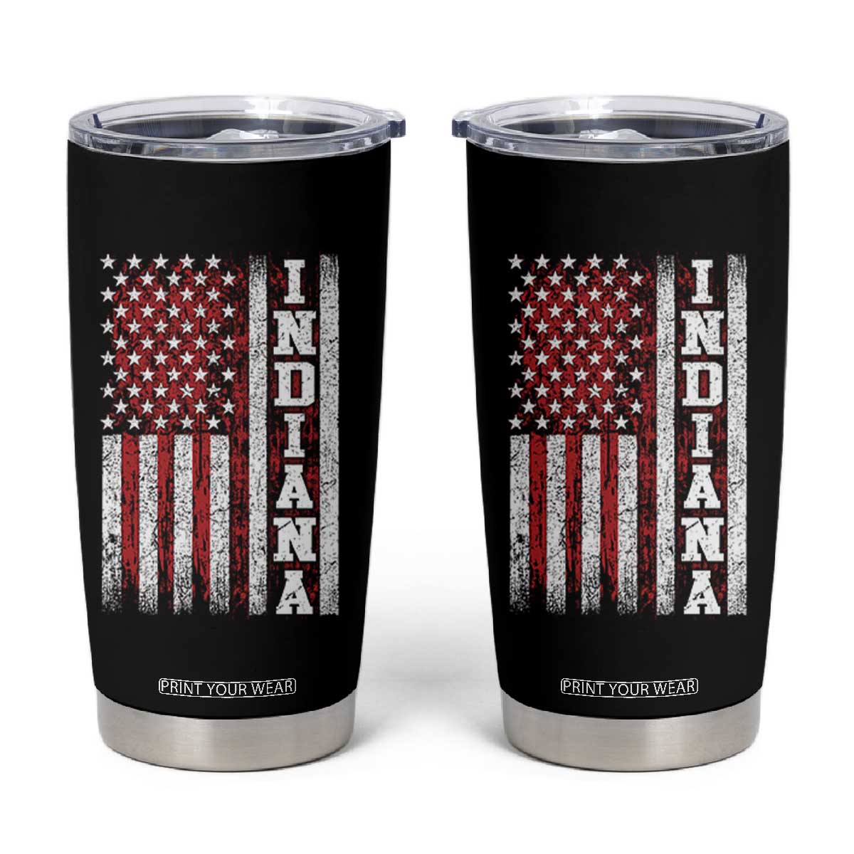 Indiana Fan Tumbler Cup Classic Retro City USA Flag Patriotic American TS10 Black Print Your Wear