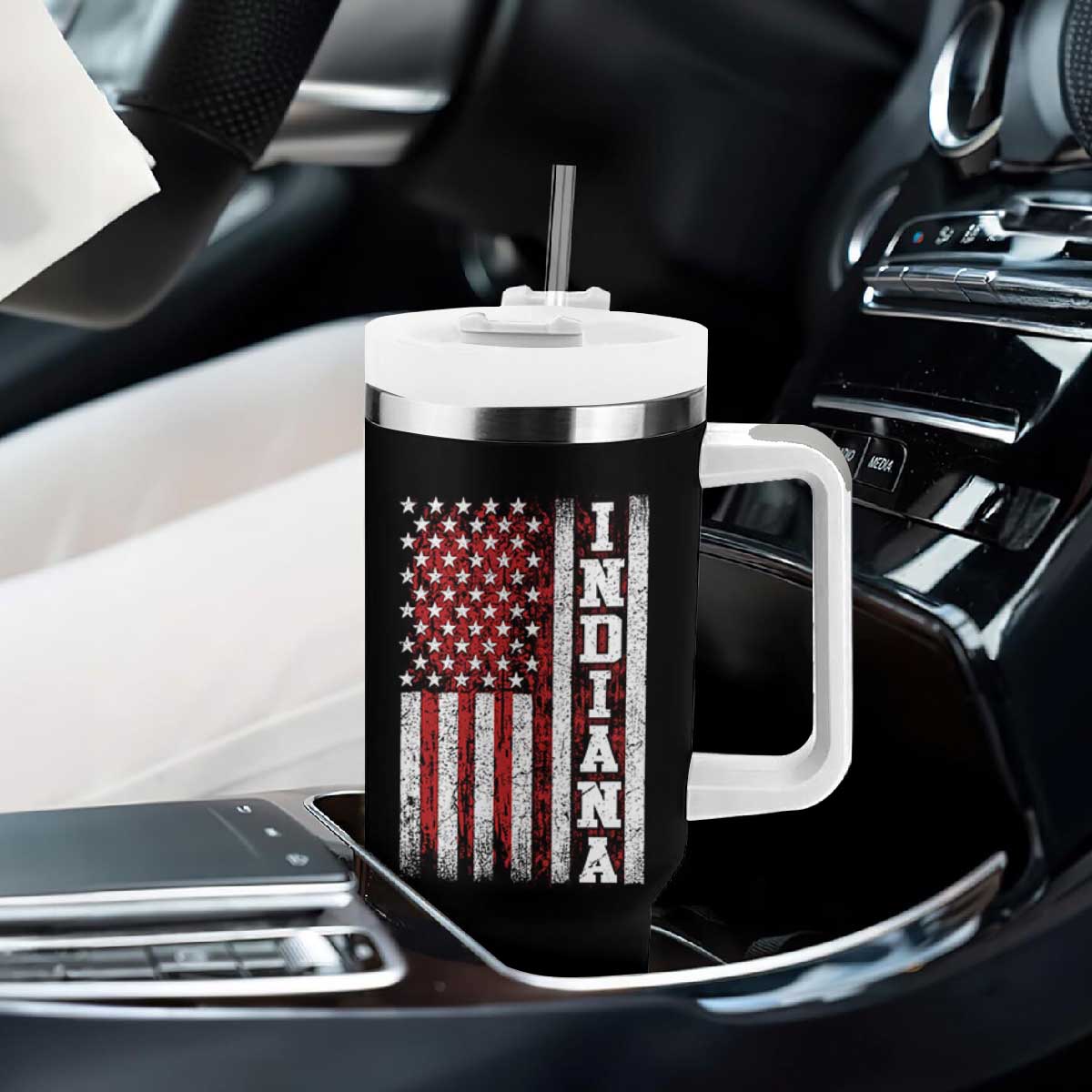 Indiana Fan Tumbler With Handle Classic Retro City USA Flag Patriotic American TS10 Print Your Wear