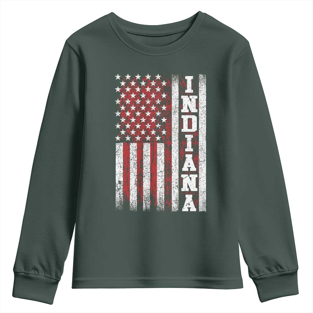 Indiana Fan Youth Sweatshirt Classic Retro City USA Flag Patriotic American TS10 Dark Forest Green Print Your Wear