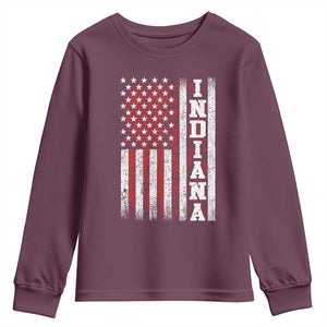 Indiana Fan Youth Sweatshirt Classic Retro City USA Flag Patriotic American TS10 Maroon Print Your Wear