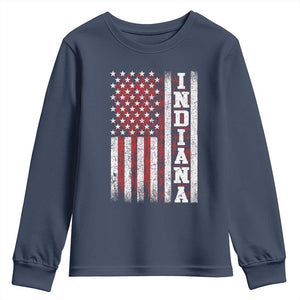 Indiana Fan Youth Sweatshirt Classic Retro City USA Flag Patriotic American TS10 Navy Print Your Wear