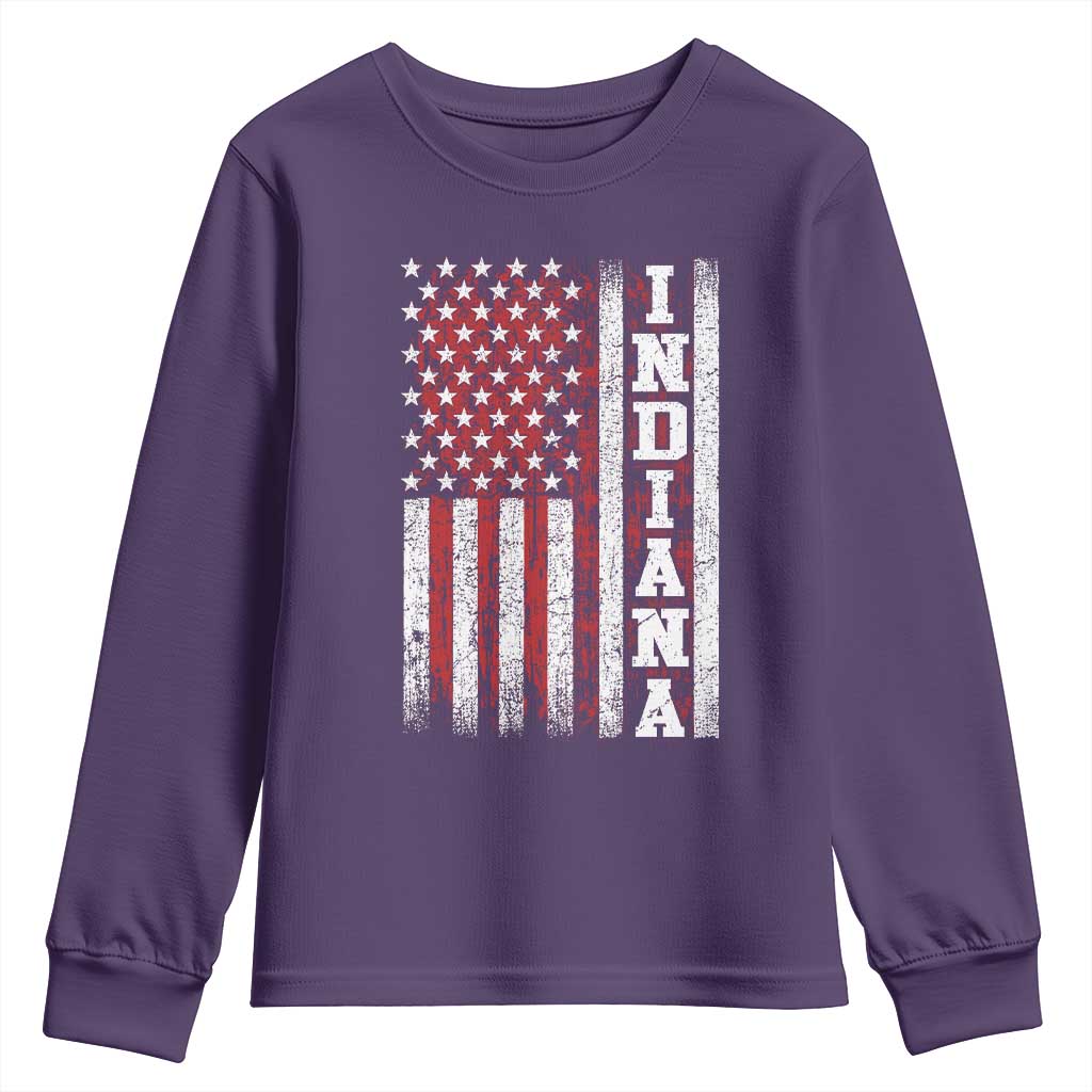 Indiana Fan Youth Sweatshirt Classic Retro City USA Flag Patriotic American TS10 Purple Print Your Wear