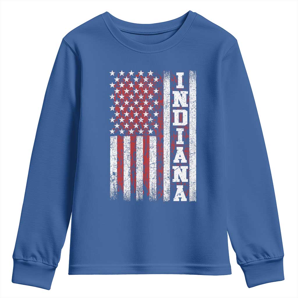 Indiana Fan Youth Sweatshirt Classic Retro City USA Flag Patriotic American TS10 Royal Blue Print Your Wear