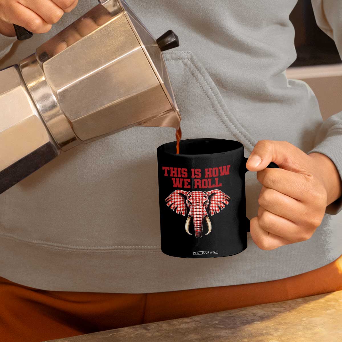 Alabama Fan Coffee Mug This Is How We Roll Elephant Bama Mascot Game Day TS10 Print Your Wear