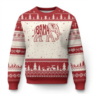 Alabama Fan Ugly Christmas Sweater Retro Vintage City Elephant Bama Mascot Game Day TS10 Beige Red Print Your Wear