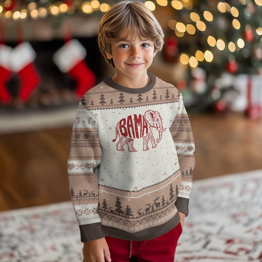 Alabama Fan Ugly Christmas Sweater Retro Vintage City Elephant Bama Mascot Game Day TS10 Mocha Mousse Print Your Wear
