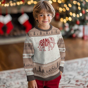 Alabama Fan Ugly Christmas Sweater Retro Vintage City Elephant Bama Mascot Game Day TS10 Mocha Mousse Print Your Wear