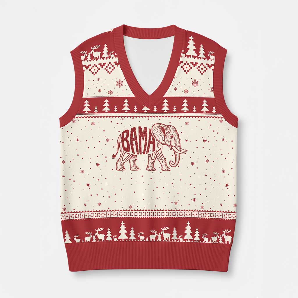 Alabama Fan V-Neck Knit Sweater Vest Retro Vintage City Elephant Bama Mascot Game Day TS10 Beige Red Print Your Wear