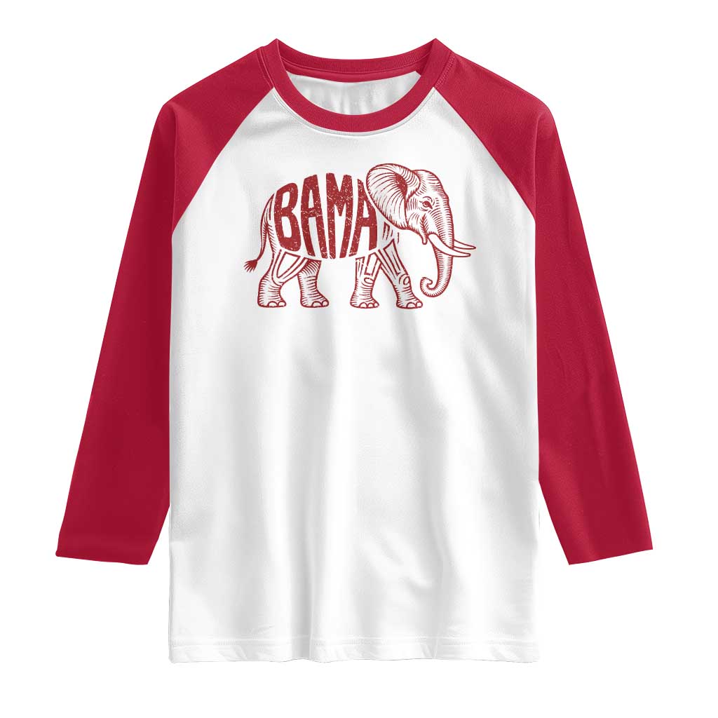 Alabama Fan Raglan Shirt Retro Vintage City Elephant Bama Mascot Game Day TS10 White Red Print Your Wear