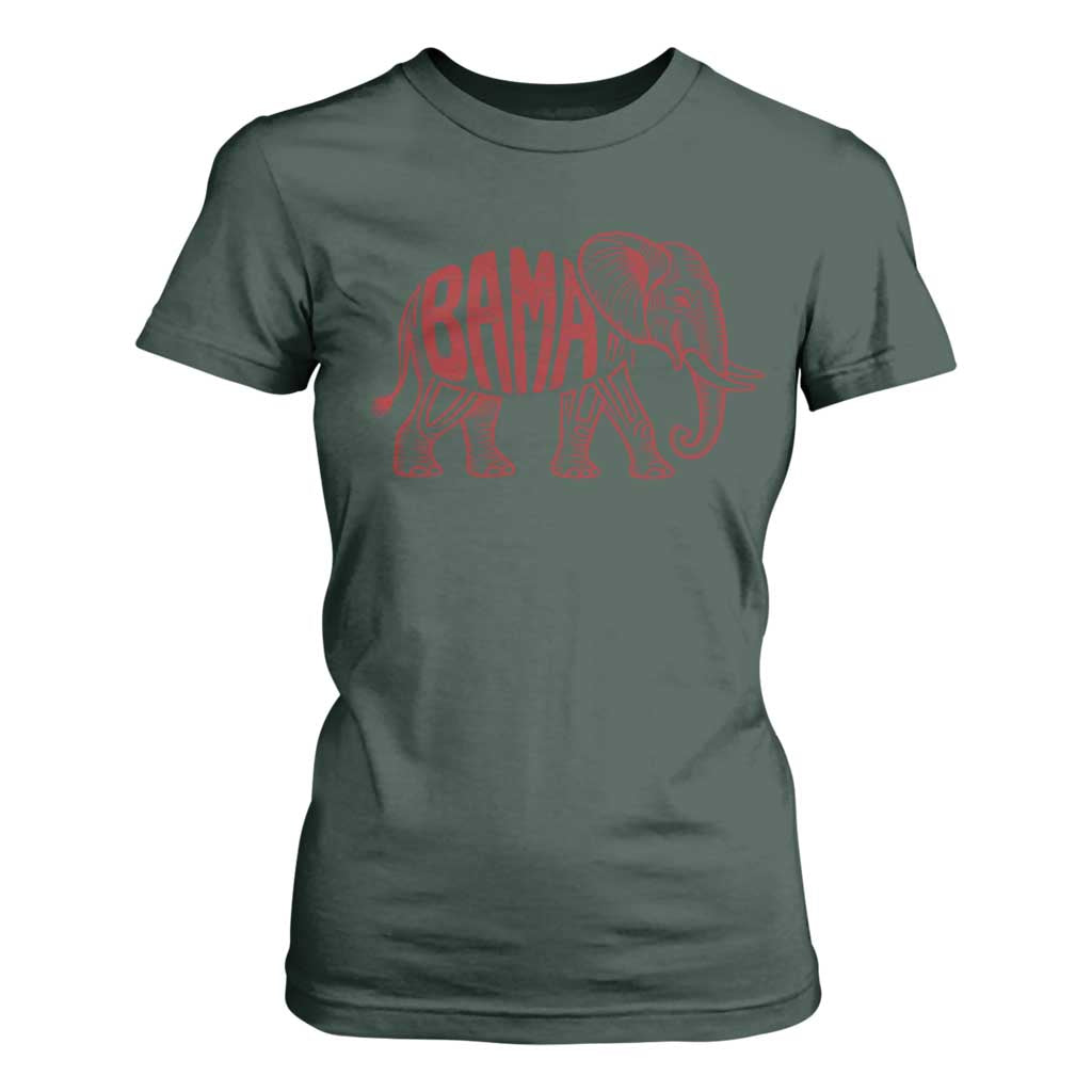 Alabama Fan T Shirt For Women Retro Vintage City Elephant Bama Mascot Game Day TS10 Dark Forest Green Print Your Wear