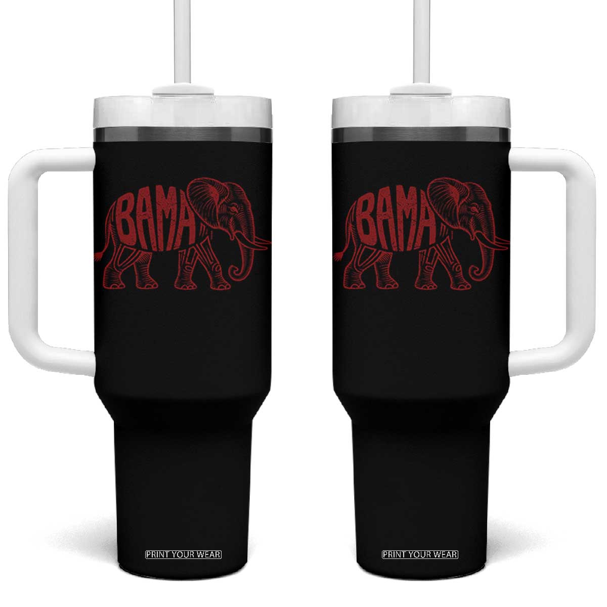 Alabama Fan Tumbler With Handle Retro Vintage City Elephant Bama Mascot Game Day TS10 One Size: 40 oz Black Print Your Wear