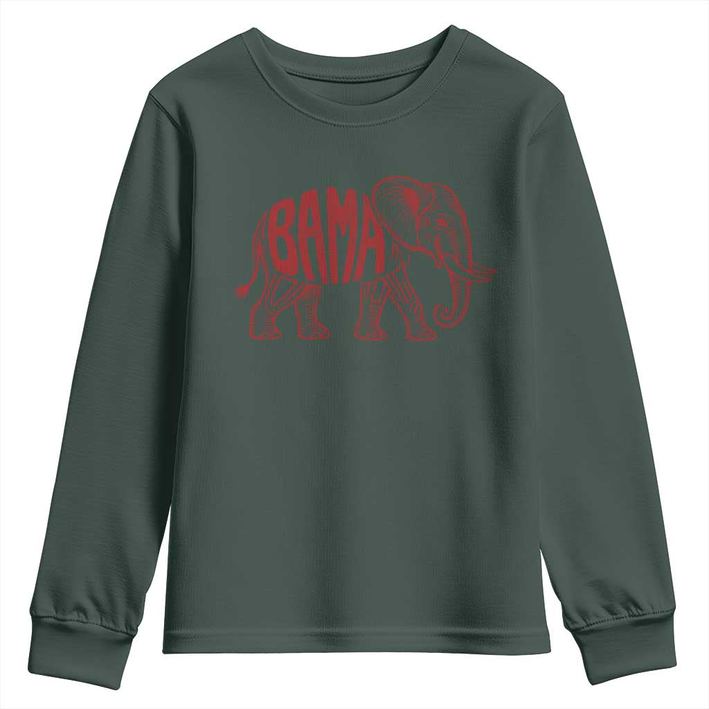 Alabama Fan Youth Sweatshirt Retro Vintage City Elephant Bama Mascot Game Day TS10 Dark Forest Green Print Your Wear