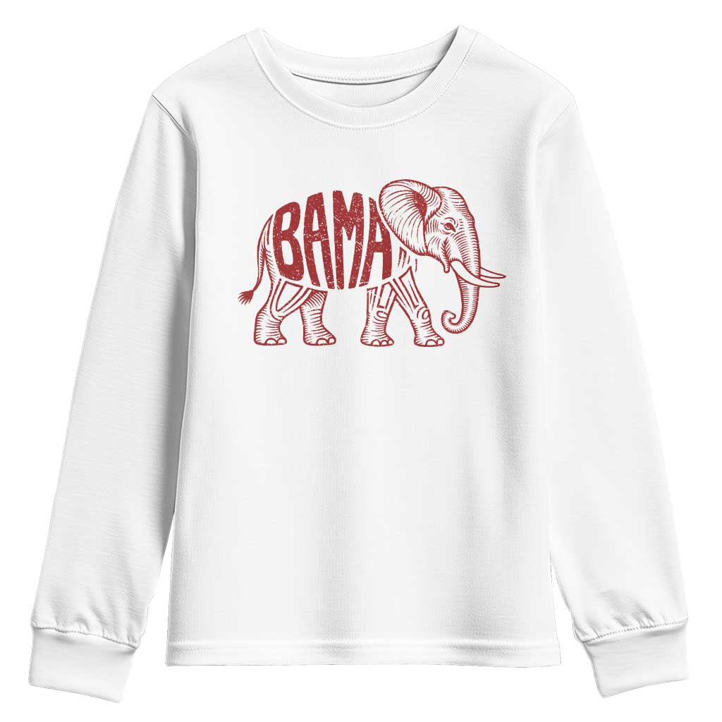 Alabama Fan Youth Sweatshirt Retro Vintage City Elephant Bama Mascot Game Day TS10 White Print Your Wear
