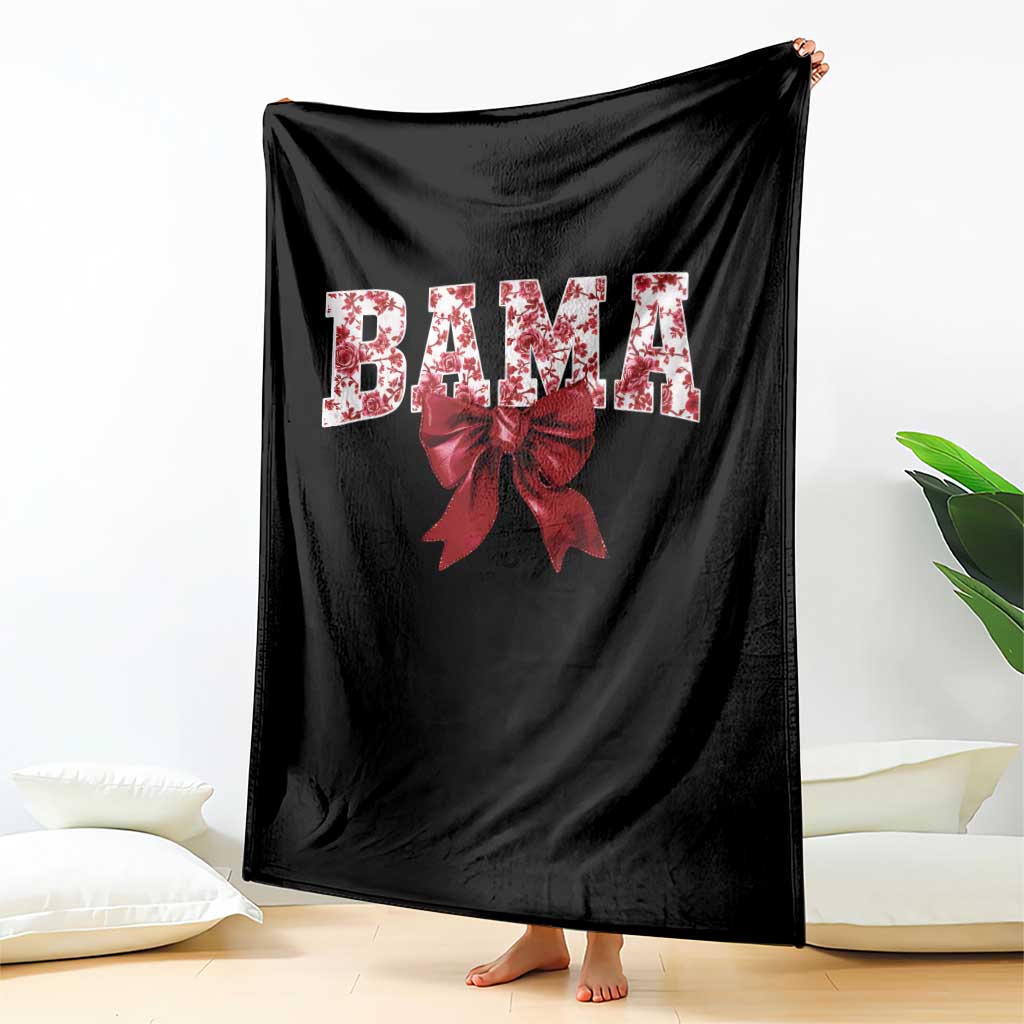 Vintage Bama Coquette Bow Throw Blanket Retro Varsity Alabama Football Lover AL State TS10 Print Your Wear