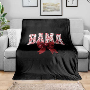Vintage Bama Coquette Bow Throw Blanket Retro Varsity Alabama Football Lover AL State TS10 Print Your Wear
