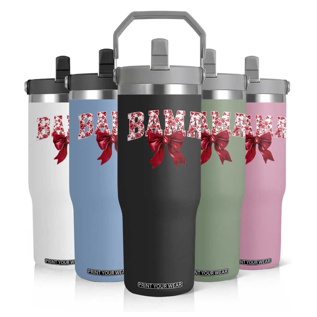 Vintage Bama Coquette Bow Flip Straw Tumbler Retro Varsity Alabama Football Lover AL State TS10 Print Your Wear
