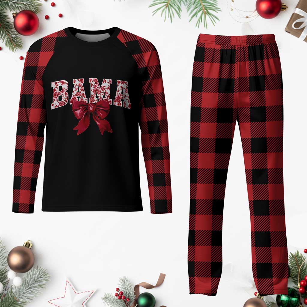 Vintage Bama Coquette Bow Plaid Pajama Set Retro Varsity Alabama Football Lover AL State TS10 Buffalo Plaid Print Your Wear