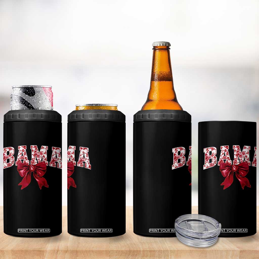 Vintage Bama Coquette Bow 4 in 1 Can Cooler Tumbler Retro Varsity Alabama Football Lover AL State TS10 Print Your Wear