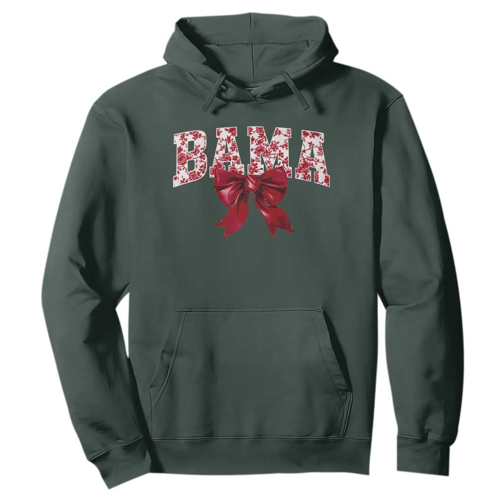 Vintage Bama Coquette Bow Hoodie Retro Varsity Alabama Football Lover AL State TS10 Dark Forest Green Print Your Wear