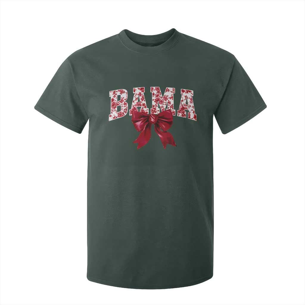 Vintage Bama Coquette Bow T Shirt For Kid Retro Varsity Alabama Football Lover AL State TS10 Dark Forest Green Print Your Wear