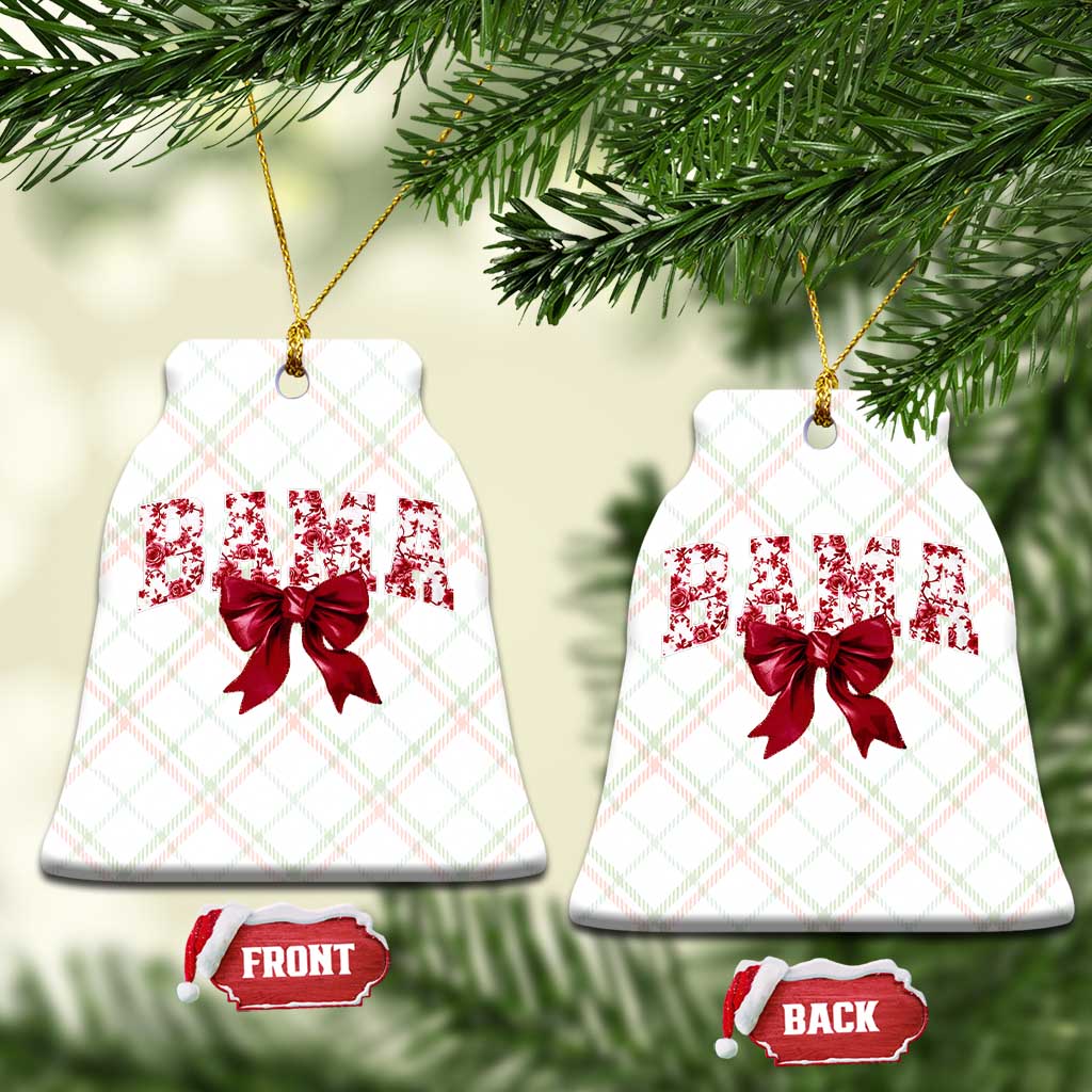 Vintage Bama Coquette Bow Ceramic Ornament Retro Varsity Alabama Football Lover AL State TS10 Print Your Wear