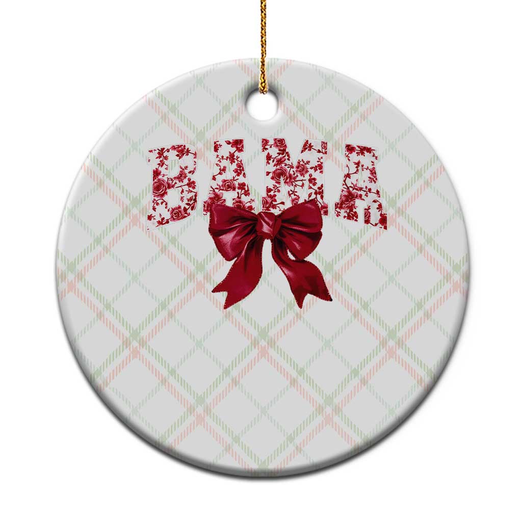 Vintage Bama Coquette Bow Ceramic Ornament Retro Varsity Alabama Football Lover AL State TS10 1pc Christmas Plaid Print Your Wear