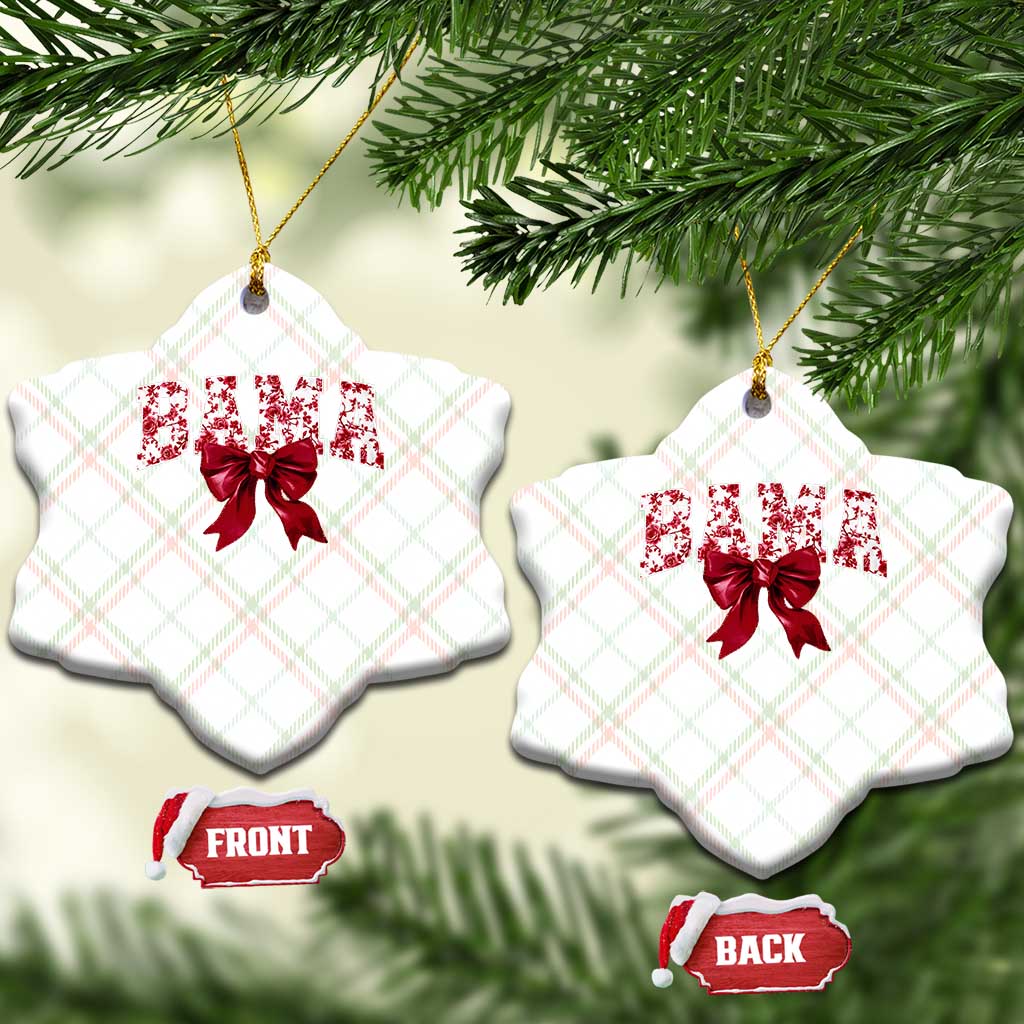 Vintage Bama Coquette Bow Ceramic Ornament Retro Varsity Alabama Football Lover AL State TS10 Print Your Wear
