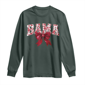 Vintage Bama Coquette Bow Long Sleeve Shirt Retro Varsity Alabama Football Lover AL State TS10 Dark Forest Green Print Your Wear