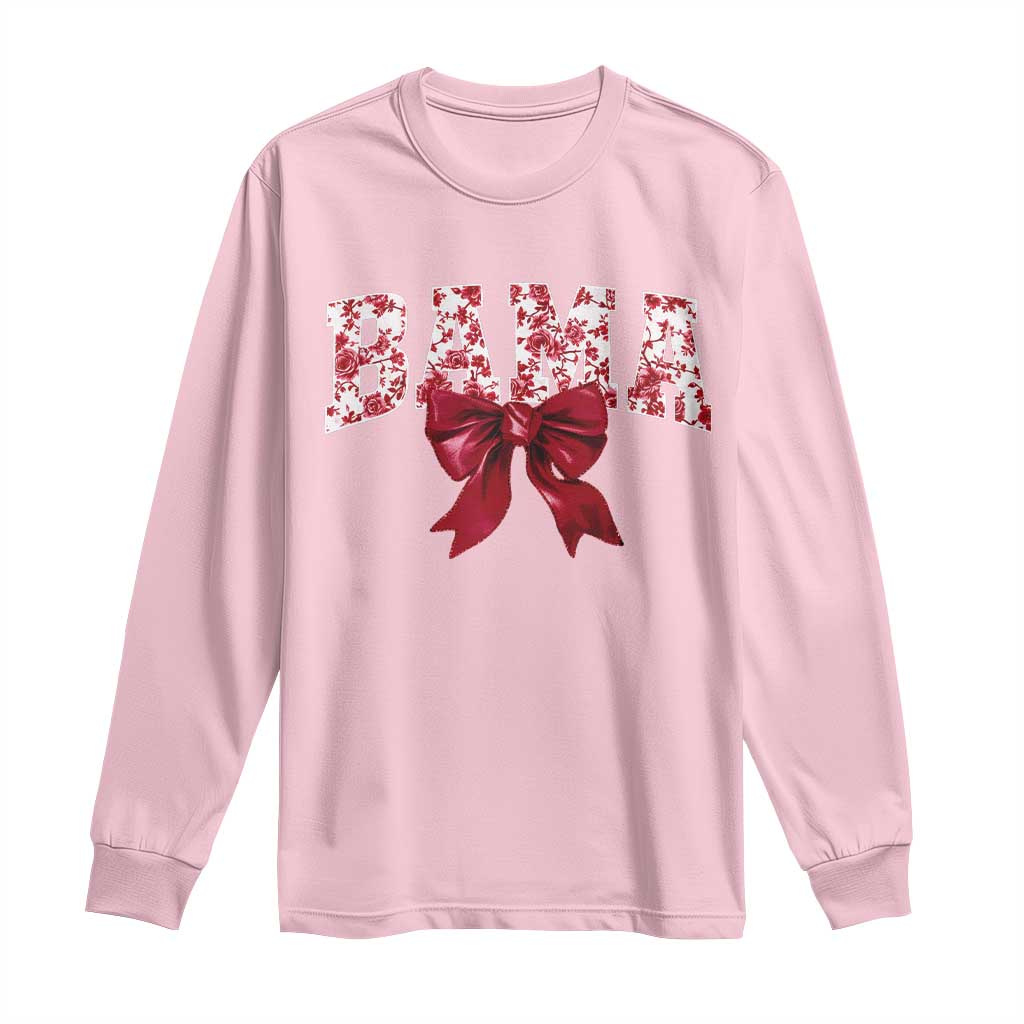 Vintage Bama Coquette Bow Long Sleeve Shirt Retro Varsity Alabama Football Lover AL State TS10 Light Pink Print Your Wear