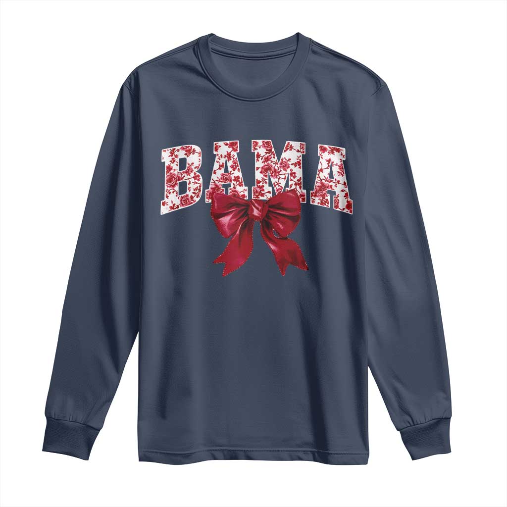 Vintage Bama Coquette Bow Long Sleeve Shirt Retro Varsity Alabama Football Lover AL State TS10 Navy Print Your Wear