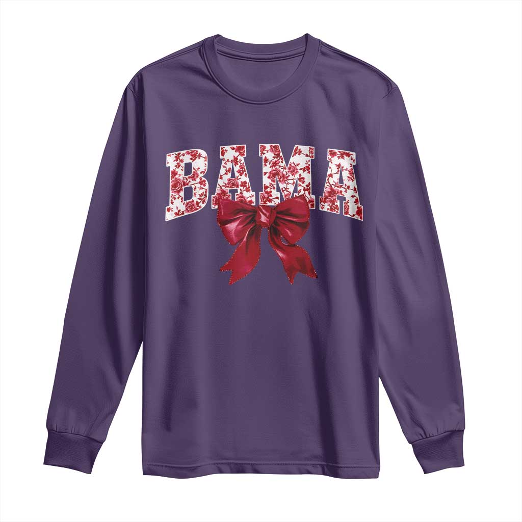 Vintage Bama Coquette Bow Long Sleeve Shirt Retro Varsity Alabama Football Lover AL State TS10 Purple Print Your Wear