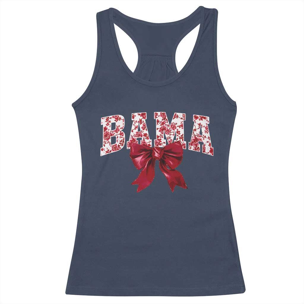Vintage Bama Coquette Bow Racerback Tank Top Retro Varsity Alabama Football Lover AL State TS10 Navy Print Your Wear