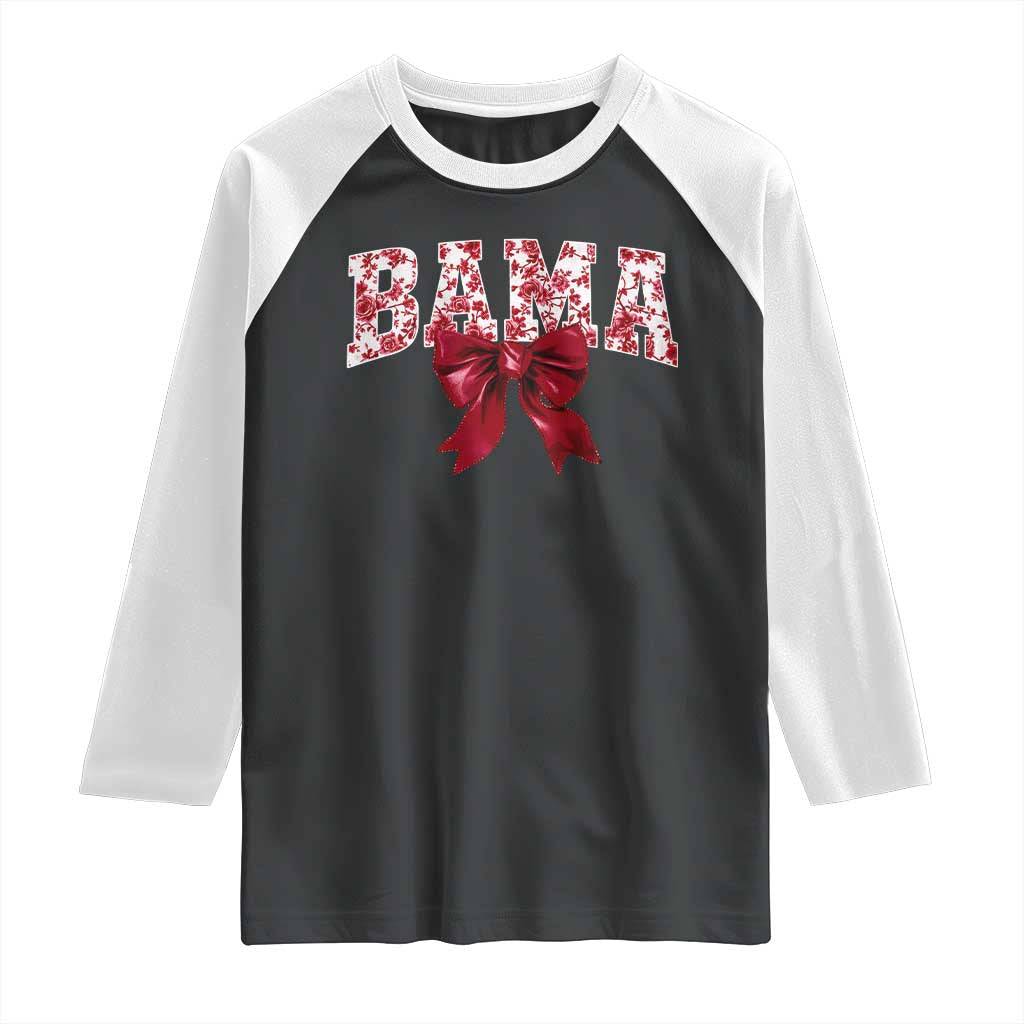 Vintage Bama Coquette Bow Raglan Shirt Retro Varsity Alabama Football Lover AL State TS10 Black White Print Your Wear