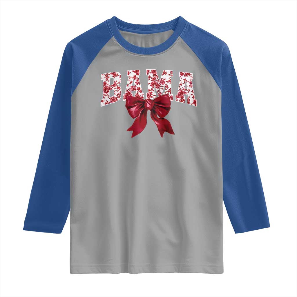 Vintage Bama Coquette Bow Raglan Shirt Retro Varsity Alabama Football Lover AL State TS10 Sport Gray Royal Print Your Wear