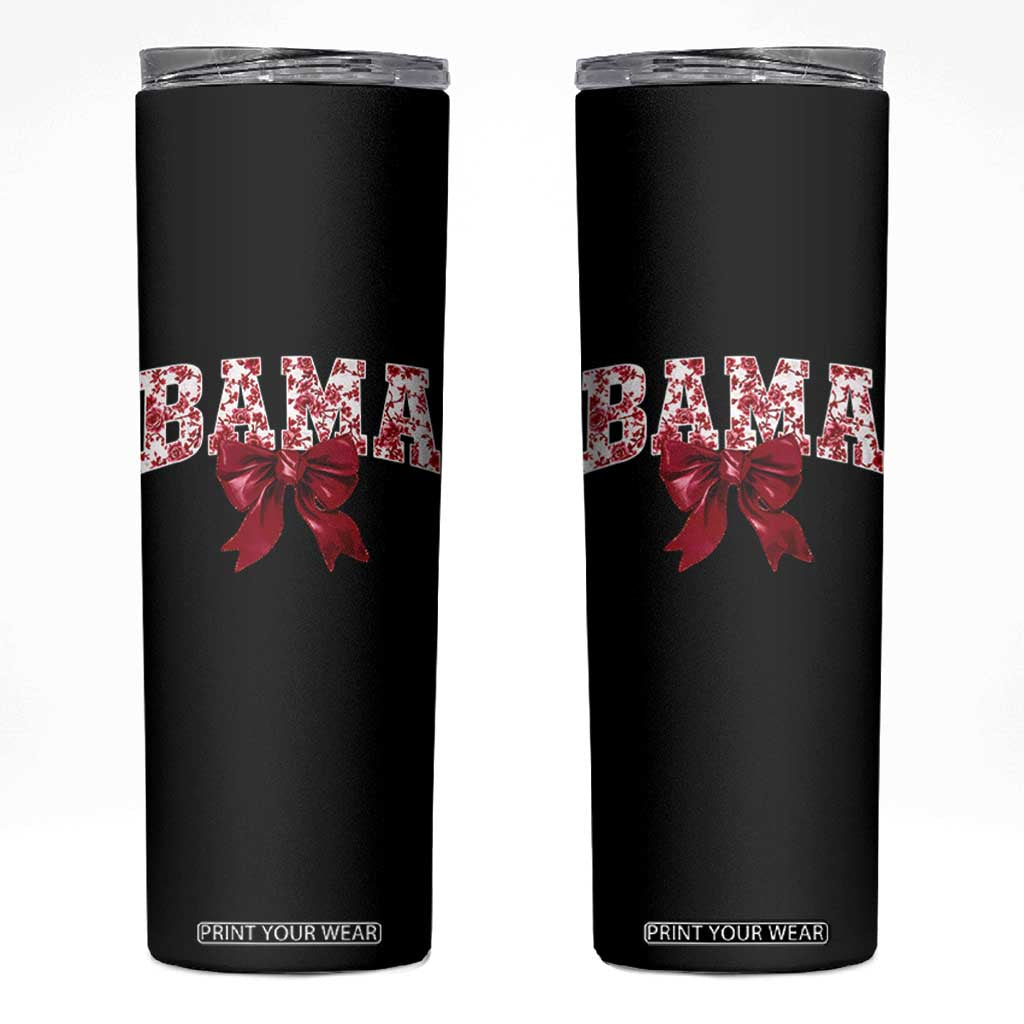 Vintage Bama Coquette Bow Skinny Tumbler Retro Varsity Alabama Football Lover AL State TS10 Black Print Your Wear