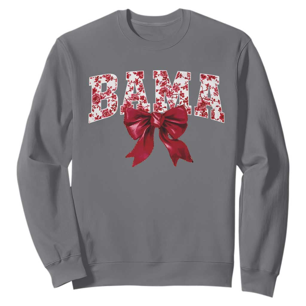 Vintage Bama Coquette Bow Sweatshirt Retro Varsity Alabama Football Lover AL State TS10 Charcoal Print Your Wear