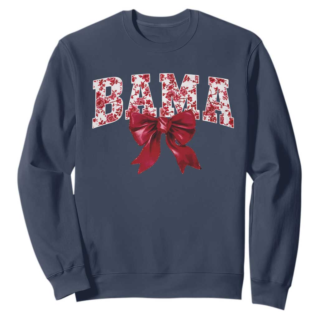 Vintage Bama Coquette Bow Sweatshirt Retro Varsity Alabama Football Lover AL State TS10 Navy Print Your Wear