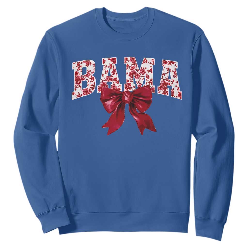 Vintage Bama Coquette Bow Sweatshirt Retro Varsity Alabama Football Lover AL State TS10 Royal Blue Print Your Wear