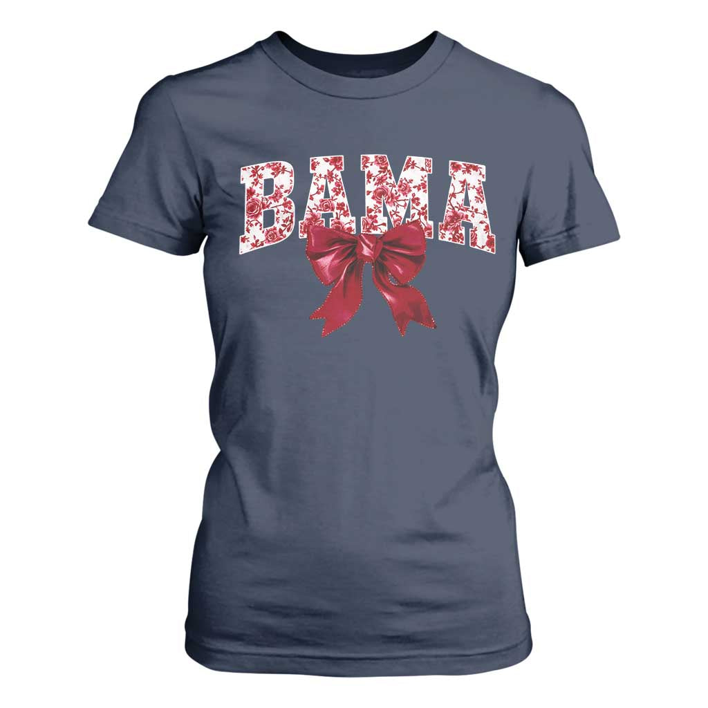 Vintage Bama Coquette Bow T Shirt For Women Retro Varsity Alabama Football Lover AL State TS10 Navy Print Your Wear