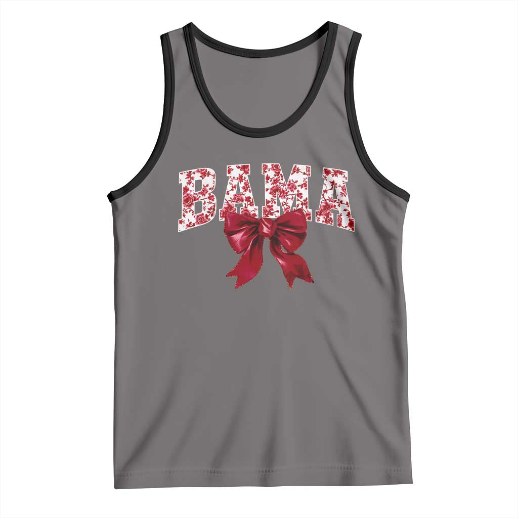 Vintage Bama Coquette Bow Tank Top Retro Varsity Alabama Football Lover AL State TS10 Deep Heather Black Print Your Wear
