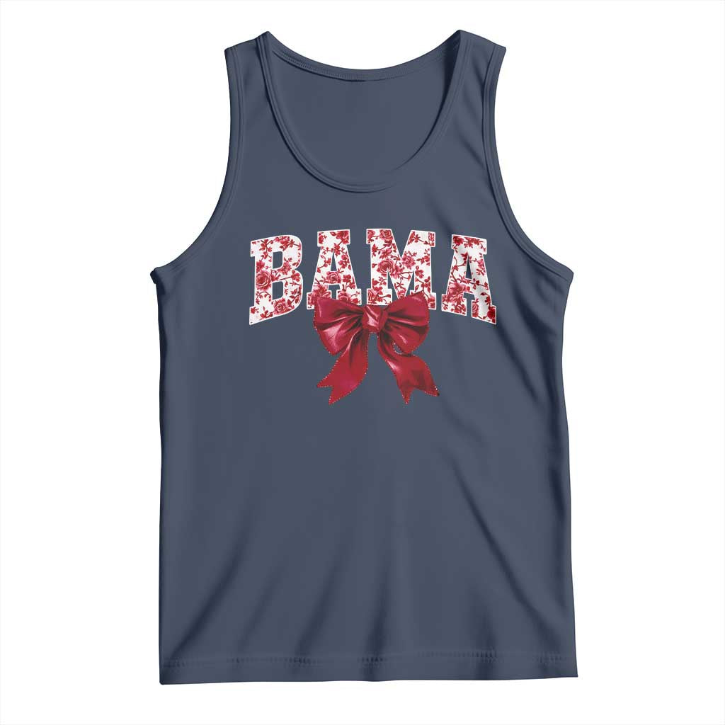 Vintage Bama Coquette Bow Tank Top Retro Varsity Alabama Football Lover AL State TS10 Navy Print Your Wear