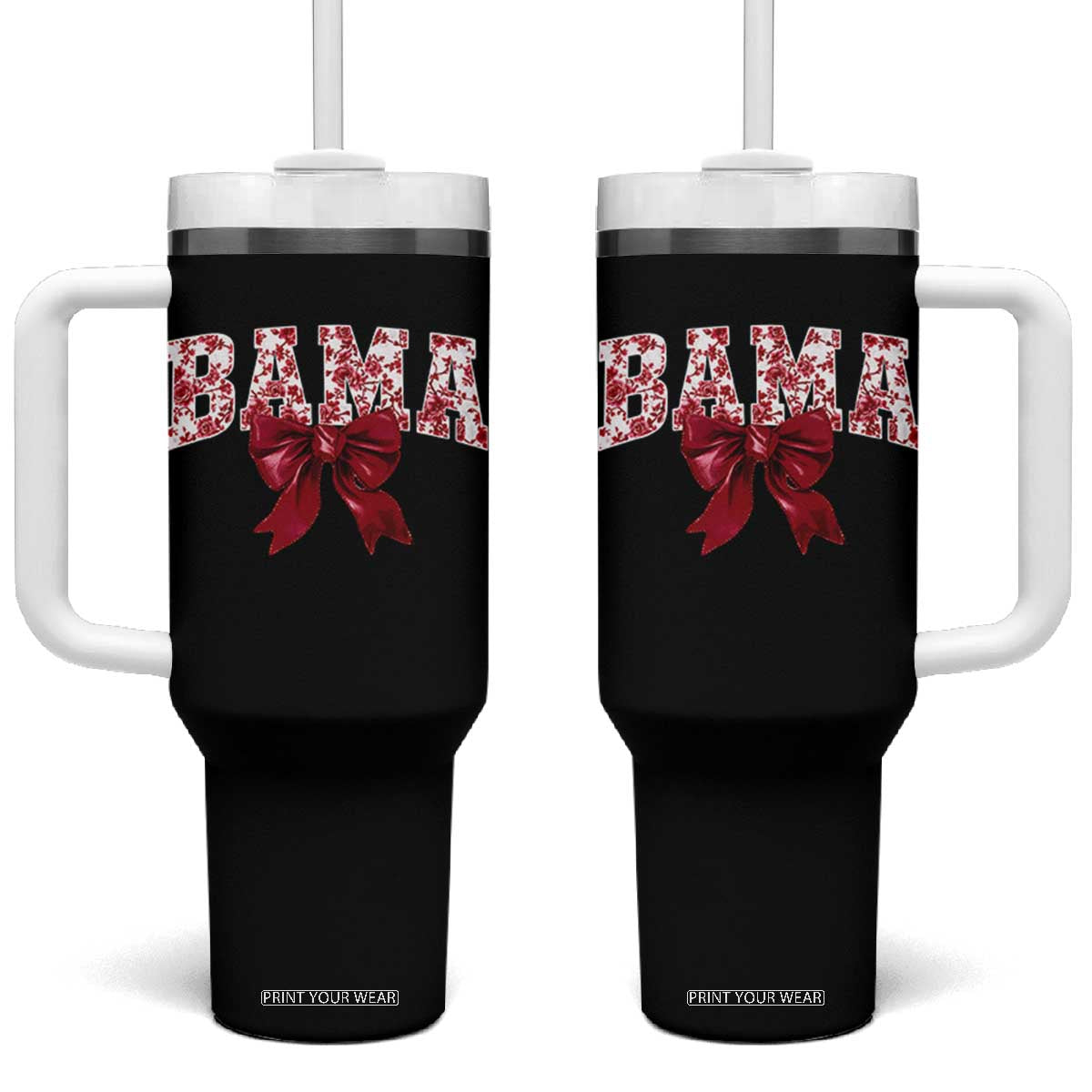 Vintage Bama Coquette Bow Tumbler With Handle Retro Varsity Alabama Football Lover AL State TS10 One Size: 40 oz Black Print Your Wear