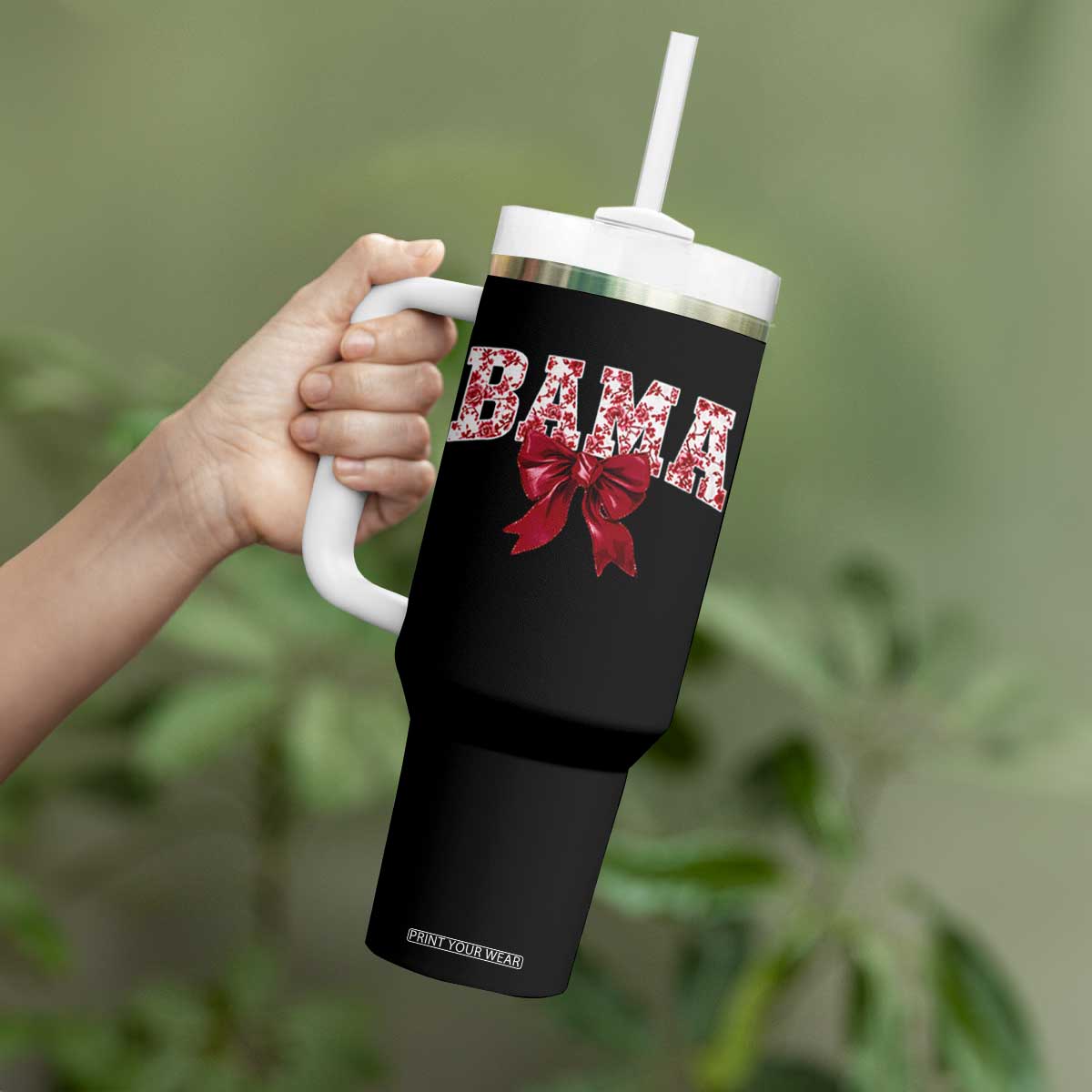 Vintage Bama Coquette Bow Tumbler With Handle Retro Varsity Alabama Football Lover AL State TS10 Print Your Wear