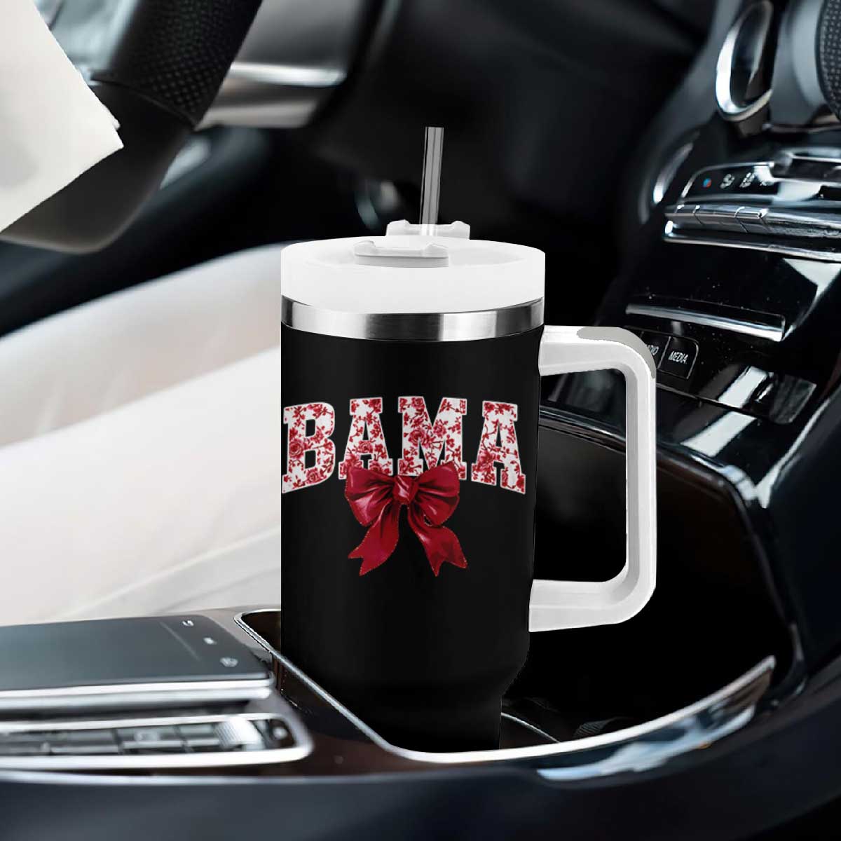 Vintage Bama Coquette Bow Tumbler With Handle Retro Varsity Alabama Football Lover AL State TS10 Print Your Wear