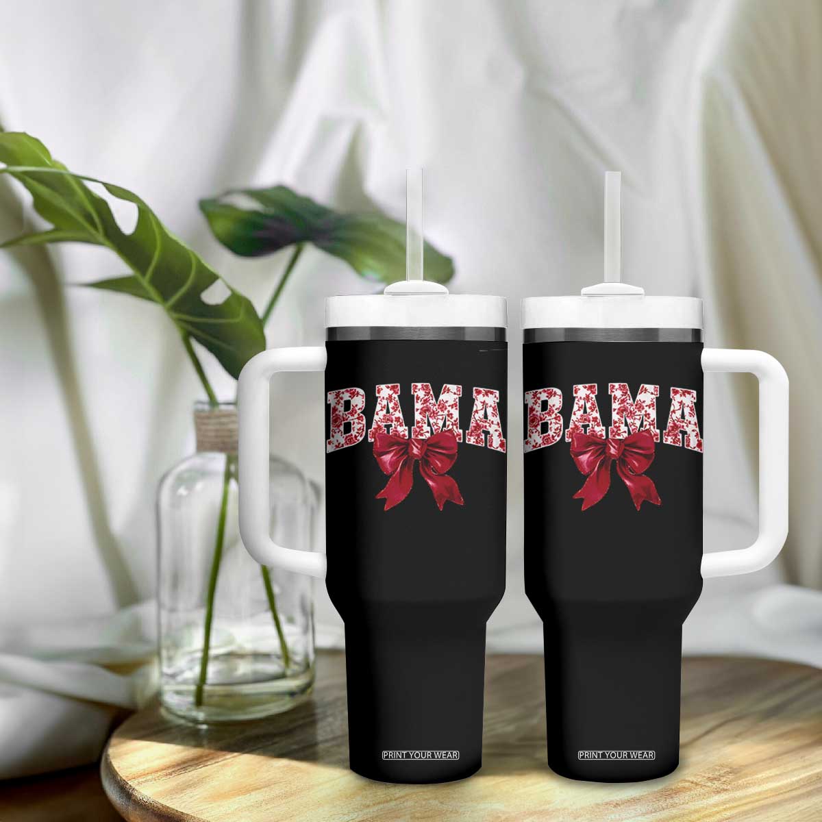 Vintage Bama Coquette Bow Tumbler With Handle Retro Varsity Alabama Football Lover AL State TS10 Print Your Wear