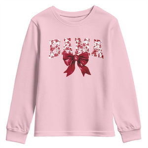 Vintage Bama Coquette Bow Youth Sweatshirt Retro Varsity Alabama Football Lover AL State TS10 Light Pink Print Your Wear