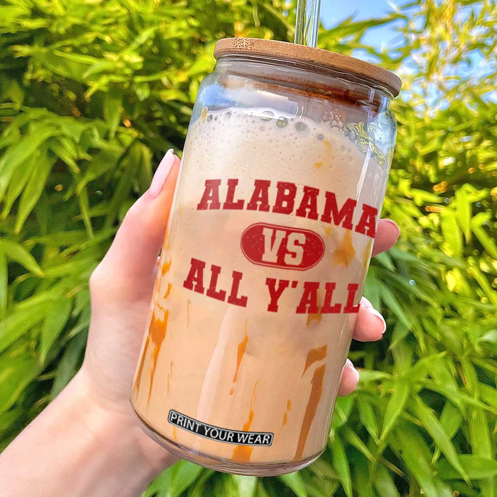 Alabama Fan Glass Can Vintage Sports Design Red Design Game Day TS10 Black Print Your Wear
