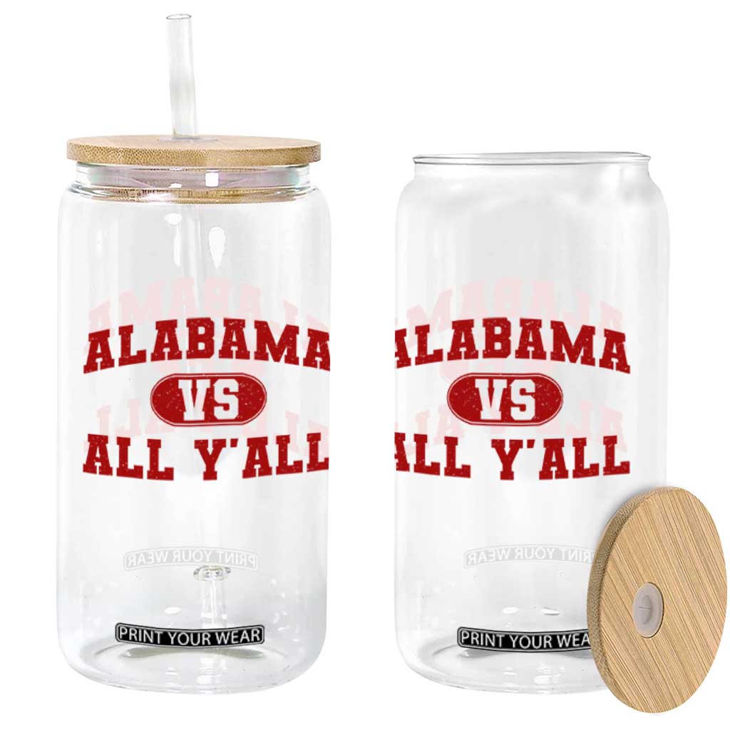 Alabama Fan Glass Can Vintage Sports Design Red Design Game Day TS10 Print Your Wear